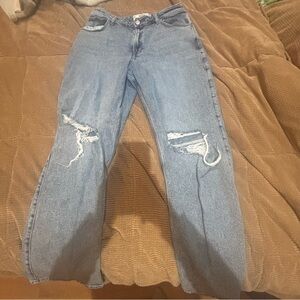 Hollister Light Blue Ripped Straight Leg Jeans